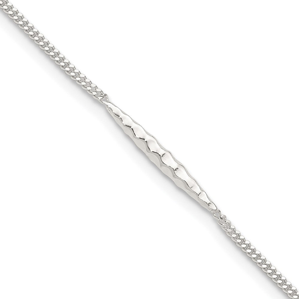 FJC Finejewelers 925 Sterling Silver Franco 9in Plus 1 in Ext. Textured Bar Anklet 9 Inches x 2 mm