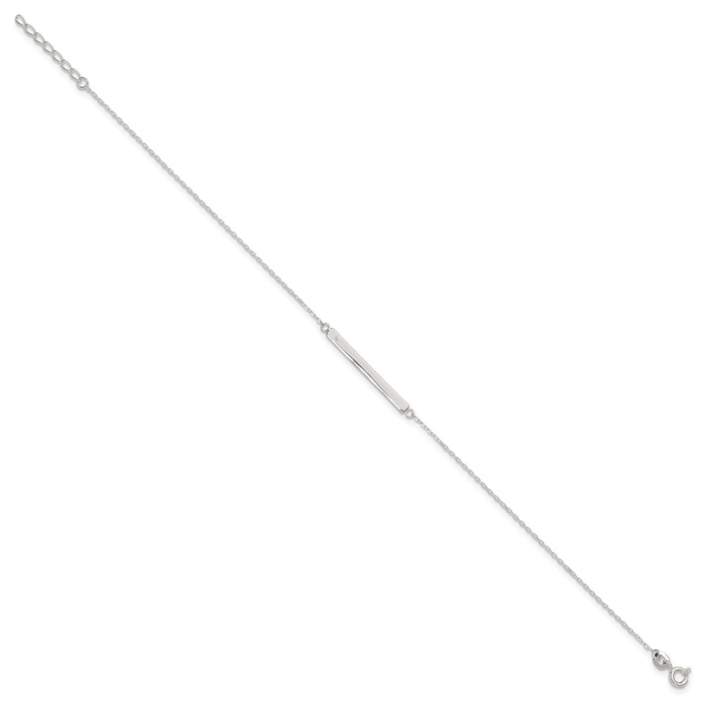 FJC Finejewelers 925 Sterling Silver Cable Polished Crystal Bar 9in Plus 1in ext Anklet 9 Inches x 3 mm