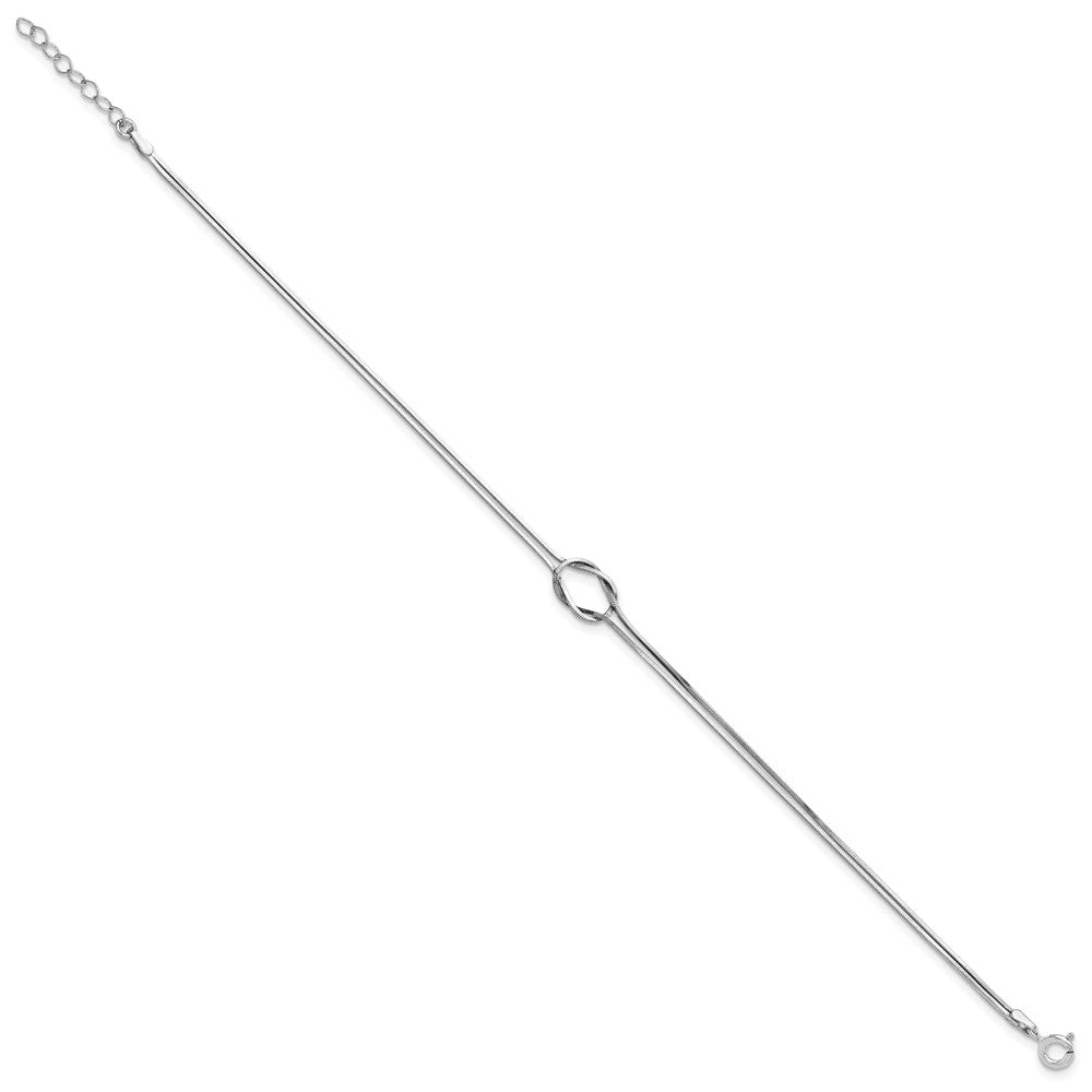 FJC Finejewelers 925 Sterling Silver Snake Rhodium Platedd Fancy Loop 9in Plus 1in ext Anklet 9 Inches