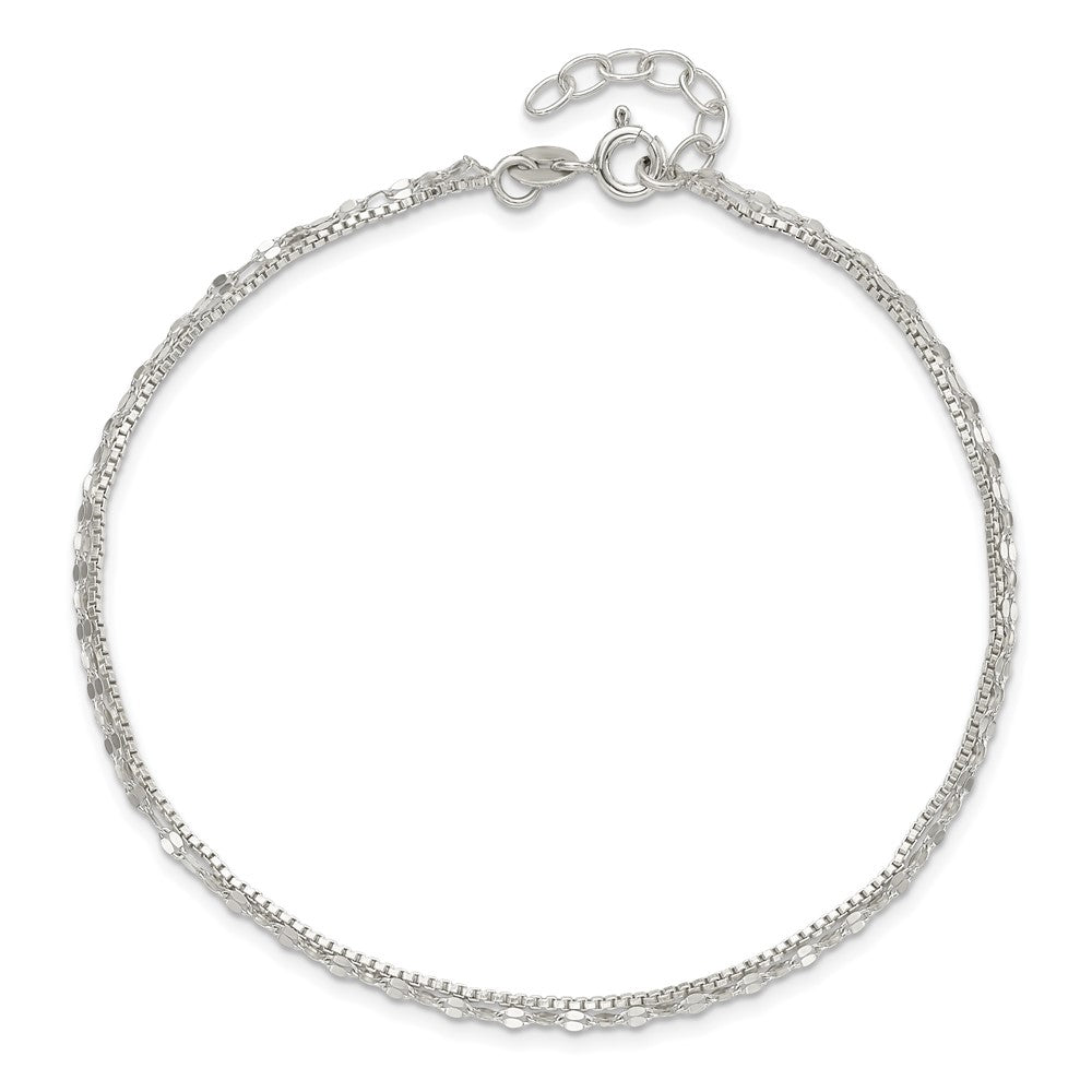 FJC Finejewelers 925 Sterling Silver Other Chain 2-Strand 9in Plus 1 in Ext. Fancy Chain Anklet 9 Inches