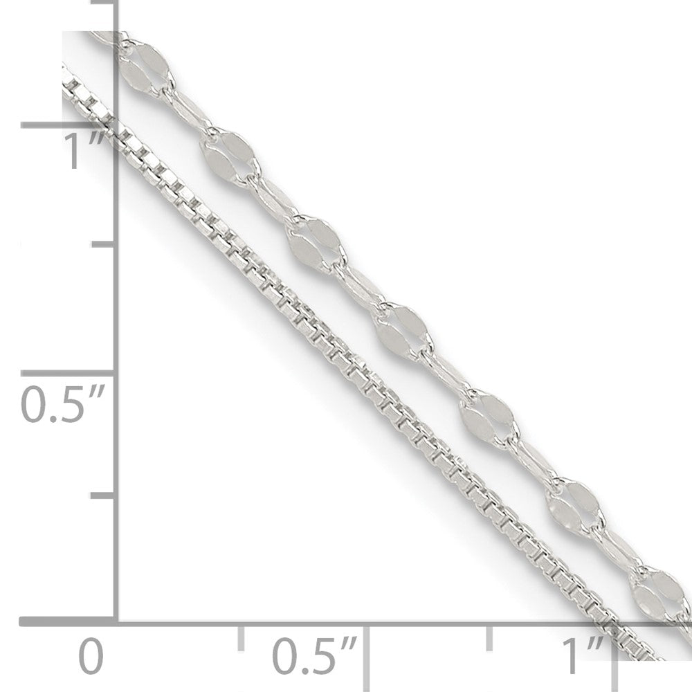 FJC Finejewelers 925 Sterling Silver Other Chain 2-Strand 9in Plus 1 in Ext. Fancy Chain Anklet 9 Inches