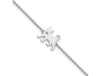 FJC Finejewelers 925 Sterling Silver  Cat with Heart 7in Plus 1in ext Bracelet 7 Inches x 10.49 mm