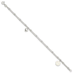 FJC Finejewelers 925 Sterling Silver 2-Strand Heart and Enameled Paw Print Bracelet 7.5 Inches x 9.57 mm