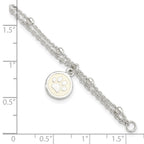 FJC Finejewelers 925 Sterling Silver 2-Strand Heart and Enameled Paw Print Bracelet 7.5 Inches x 9.57 mm