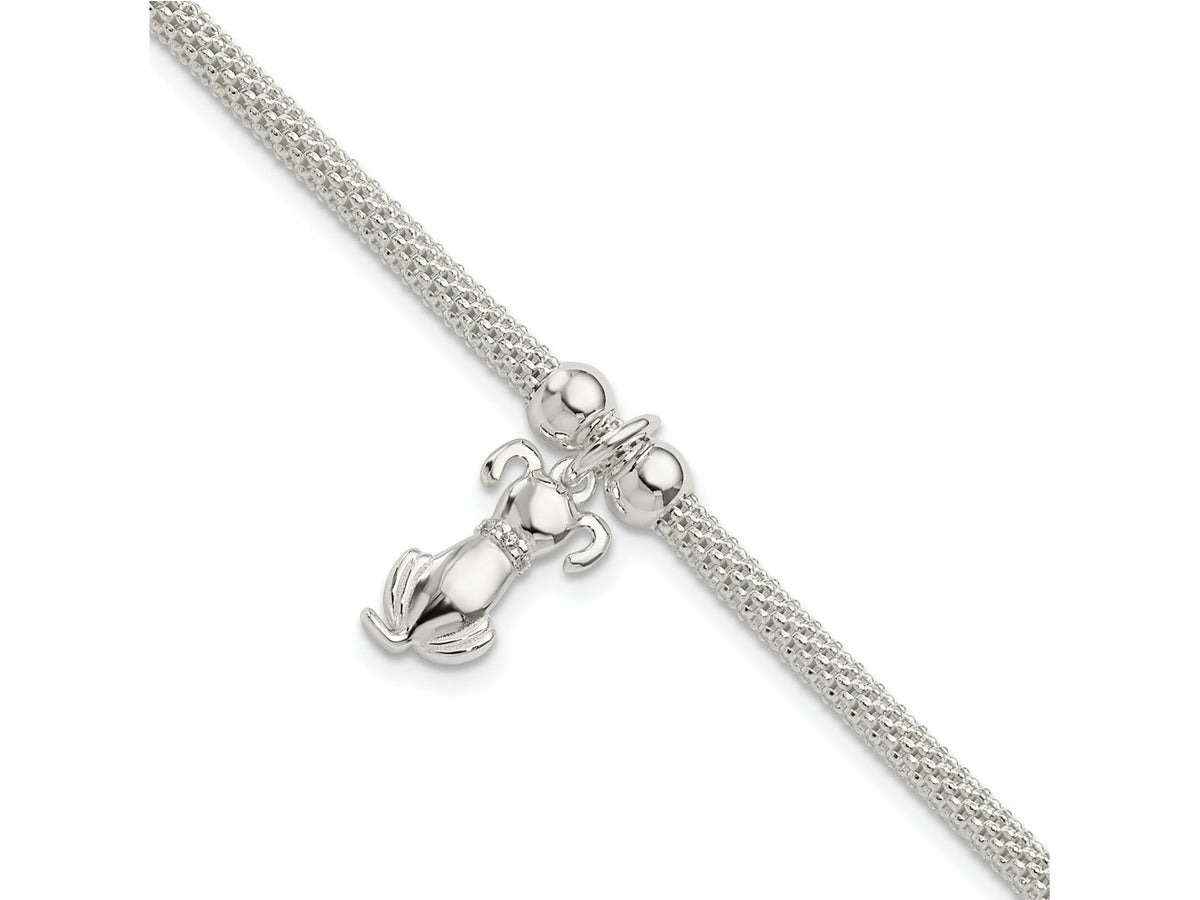 FJC Finejewelers 925 Sterling Silver Polished CZ Dog Charm Bracelet 7.25 Inches x 8.64 mm