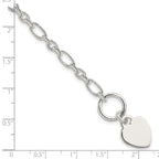 FJC Finejewelers 925 Sterling Silver Polished Heart Charm Fancy Link Bracelet 7.5 Inches x 12.25 mm