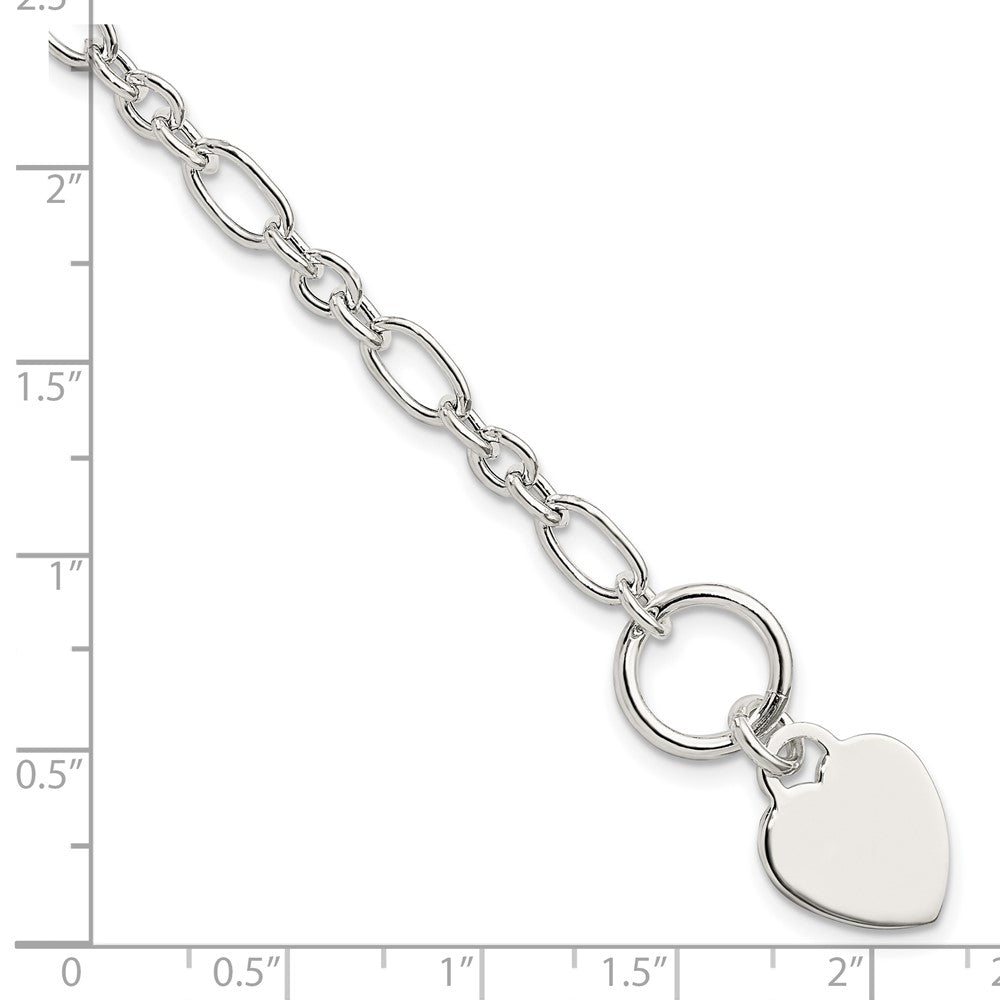 FJC Finejewelers 925 Sterling Silver Polished Heart Charm Fancy Link Bracelet 7.5 Inches x 12.25 mm