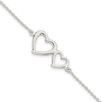 FJC Finejewelers 925 Sterling Silver Bracelet with Station Two Hearts 7.5 Inches x 29.16 mm