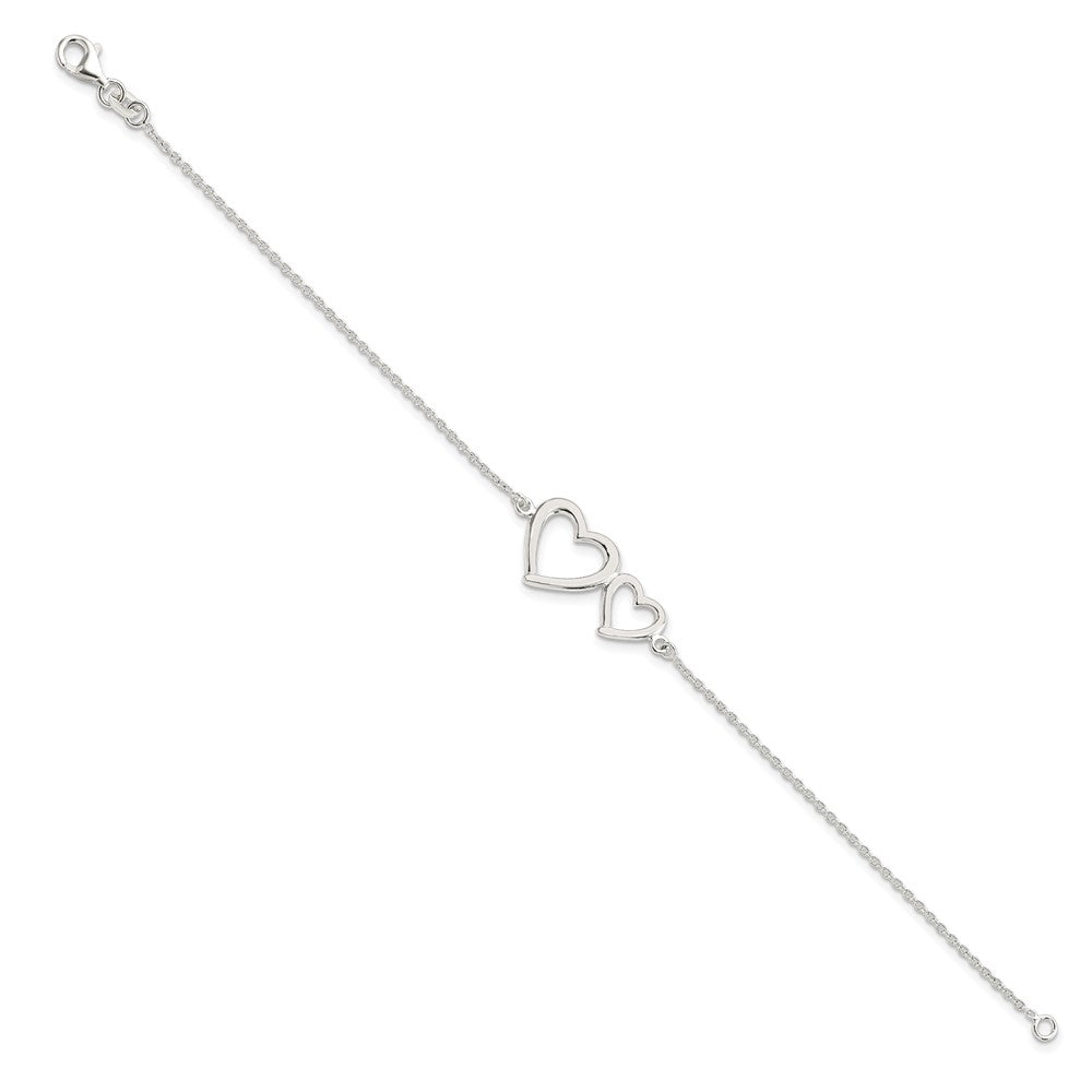 FJC Finejewelers 925 Sterling Silver Bracelet with Station Two Hearts 7.5 Inches x 29.16 mm