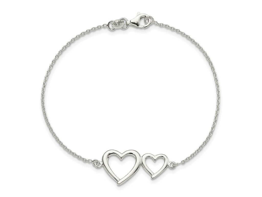 FJC Finejewelers 925 Sterling Silver Bracelet with Station Two Hearts 7.5 Inches x 29.16 mm
