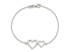 FJC Finejewelers 925 Sterling Silver Bracelet with Station Two Hearts 7.5 Inches x 29.16 mm