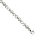 FJC Finejewelers 925 Sterling Silver Bracelets with Station Satin and Heart Chain Bracelet 7.5 Inches x 5.6 mm