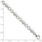 FJC Finejewelers 925 Sterling Silver Bracelets with Station Satin and Heart Chain Bracelet 7.5 Inches x 5.6 mm