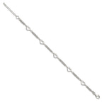 FJC Finejewelers 925 Sterling Silver Bracelets with Station Hearts 7.5in with 1.0 in ext Bracelet 7.5 Inches x 12.04 mm