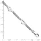 FJC Finejewelers 925 Sterling Silver Bracelets with Station Hearts 7.5in with 1.0 in ext Bracelet 7.5 Inches x 12.04 mm
