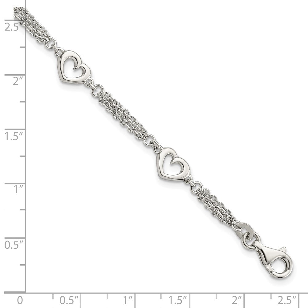 FJC Finejewelers 925 Sterling Silver Bracelets with Station Hearts 7.5in with 1.0 in ext Bracelet 7.5 Inches x 12.04 mm