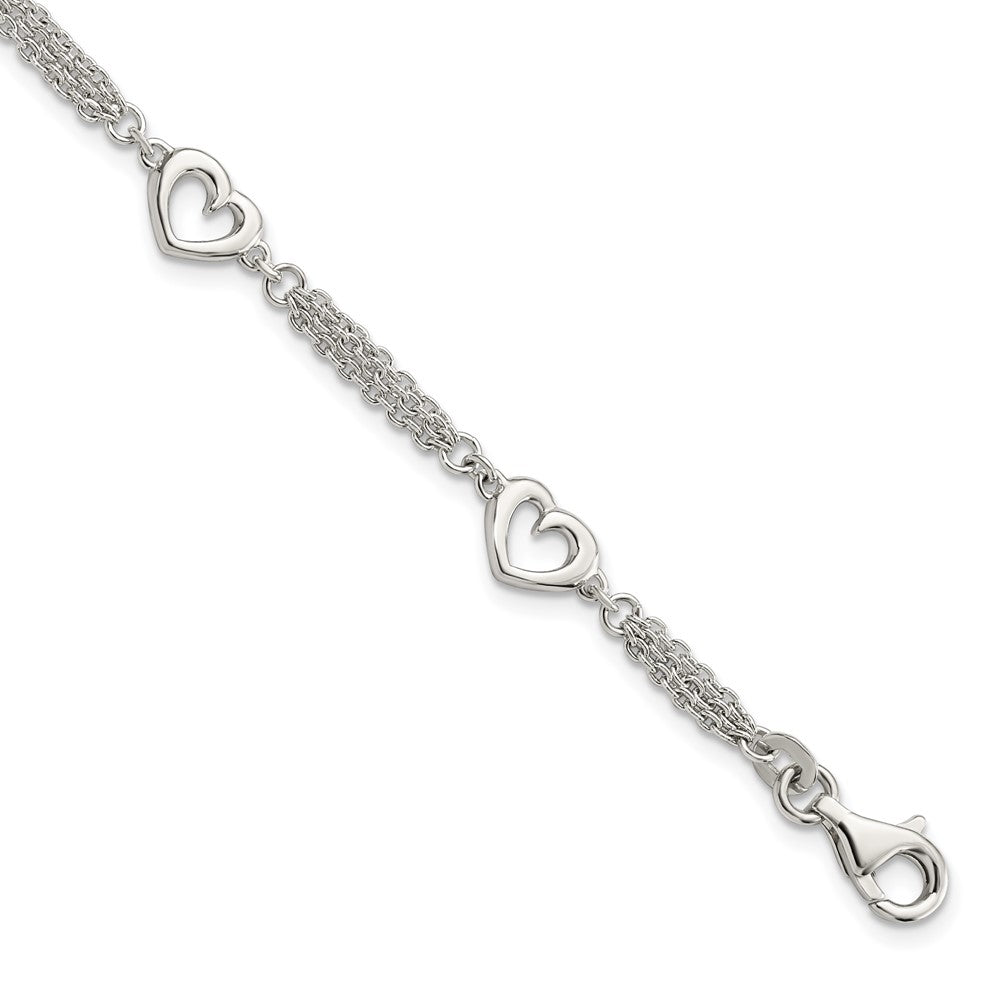 FJC Finejewelers 925 Sterling Silver Bracelets with Station Hearts 7.5in with 1.0 in ext Bracelet 7.5 Inches x 12.04 mm