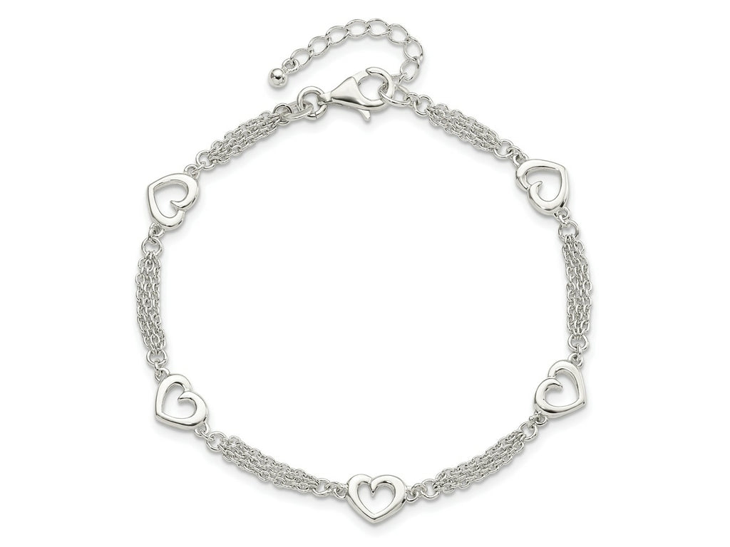 FJC Finejewelers 925 Sterling Silver Bracelets with Station Hearts 7.5in with 1.0 in ext Bracelet 7.5 Inches x 12.04 mm