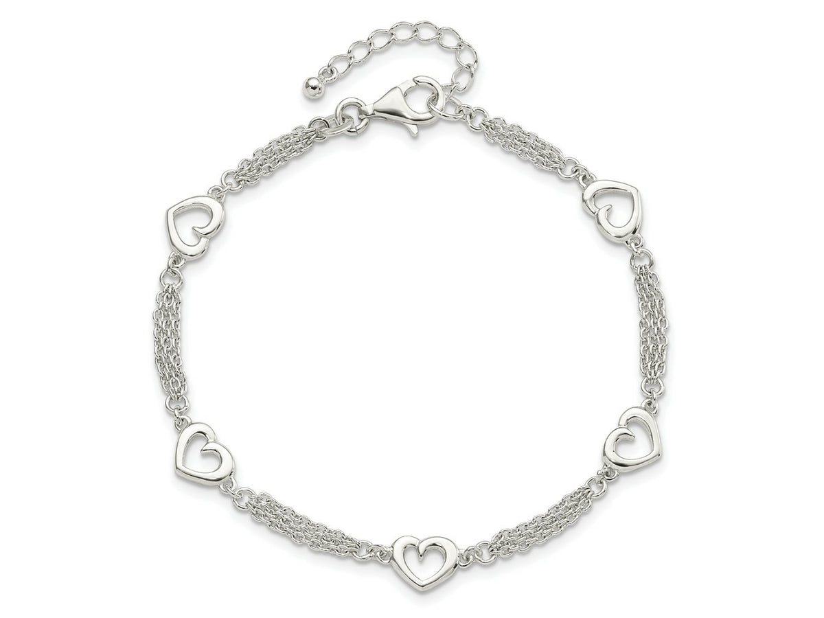FJC Finejewelers 925 Sterling Silver Bracelets with Station Hearts 7.5in with 1.0 in ext Bracelet 7.5 Inches x 12.04 mm