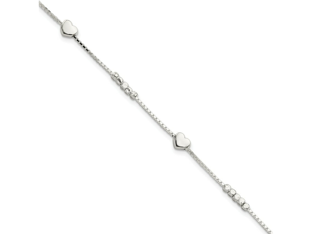 FJC Finejewelers 925 Sterling Silver Bracelets with Station Fancy Bead and Heart 8 Inches x 5.4 mm