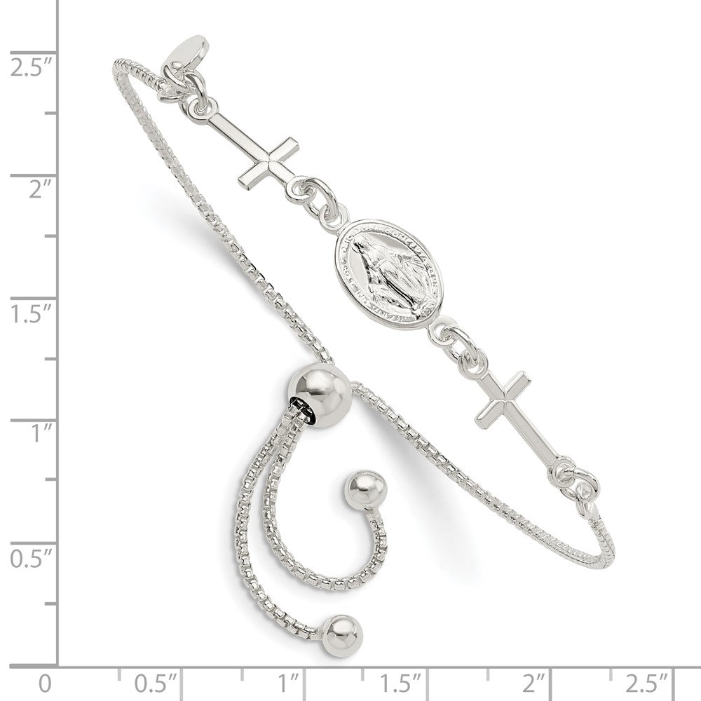 FJC Finejewelers 925 Sterling Silver Box Miraculous and Crosses Adjustable Bracelet 6.5 mm