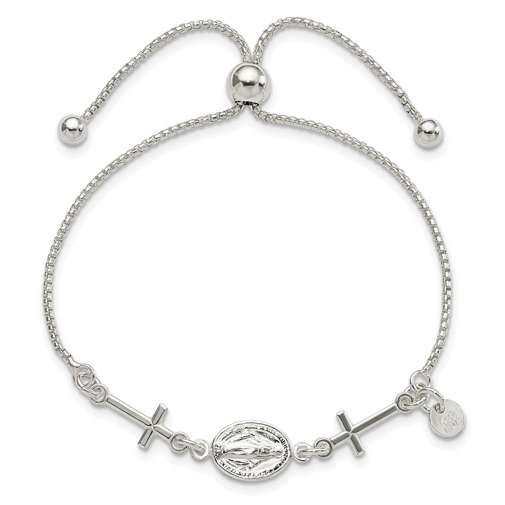 FJC Finejewelers 925 Sterling Silver Box Miraculous and Crosses Adjustable Bracelet 6.5 mm