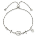 FJC Finejewelers 925 Sterling Silver Box Miraculous and Crosses Adjustable Bracelet 6.5 mm