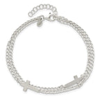 FJC Finejewelers 925 Sterling Silver Curb Double Cross 2-Strand with 1in ext Bracelet 8 Inches x 15.7 mm