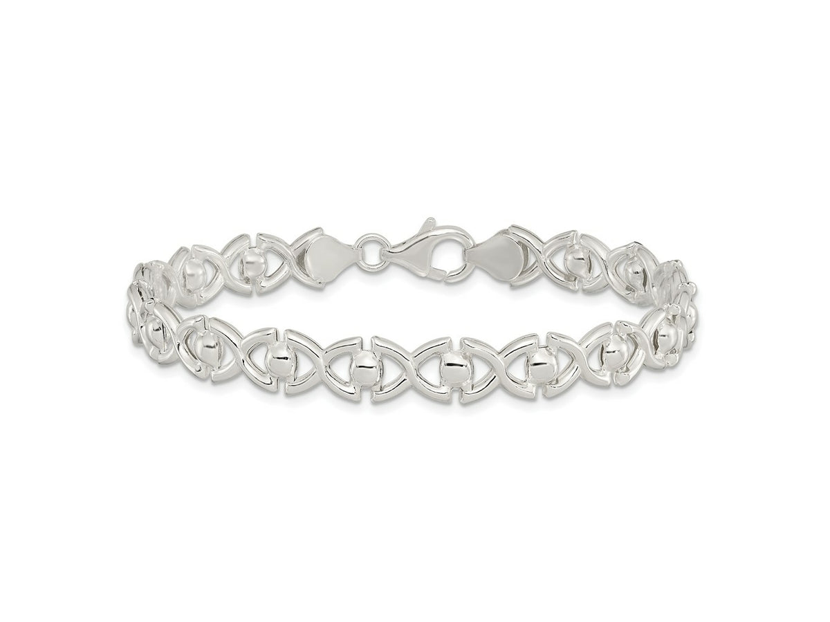 FJC Finejewelers 925 Sterling Silver Polished Fancy Link Bracelet 7.5 Inches x 7.6 mm