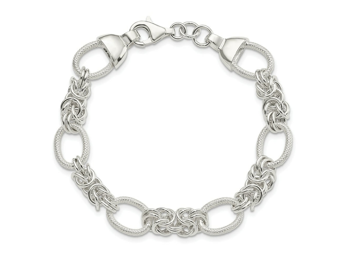 FJC Finejewelers 925 Sterling Silver Polished and Texture Fancy Link 7.5in Bracelet 7.5 Inches x 10.15 mm