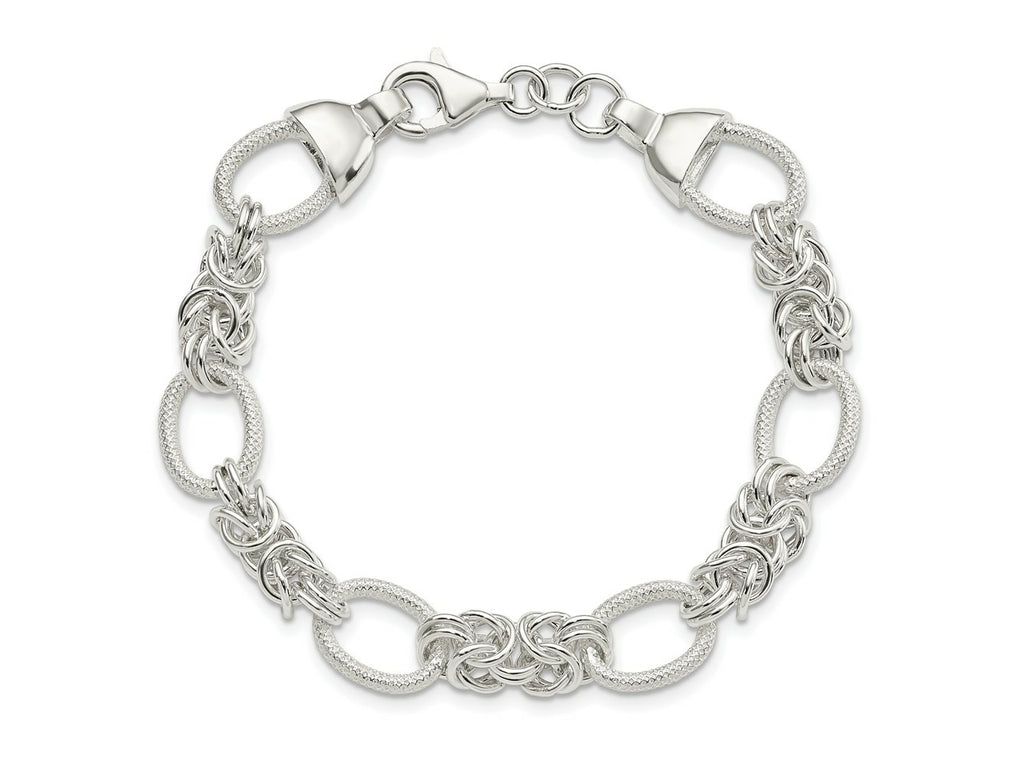 FJC Finejewelers 925 Sterling Silver Polished and Texture Fancy Link 7.5in Bracelet 7.5 Inches x 10.15 mm