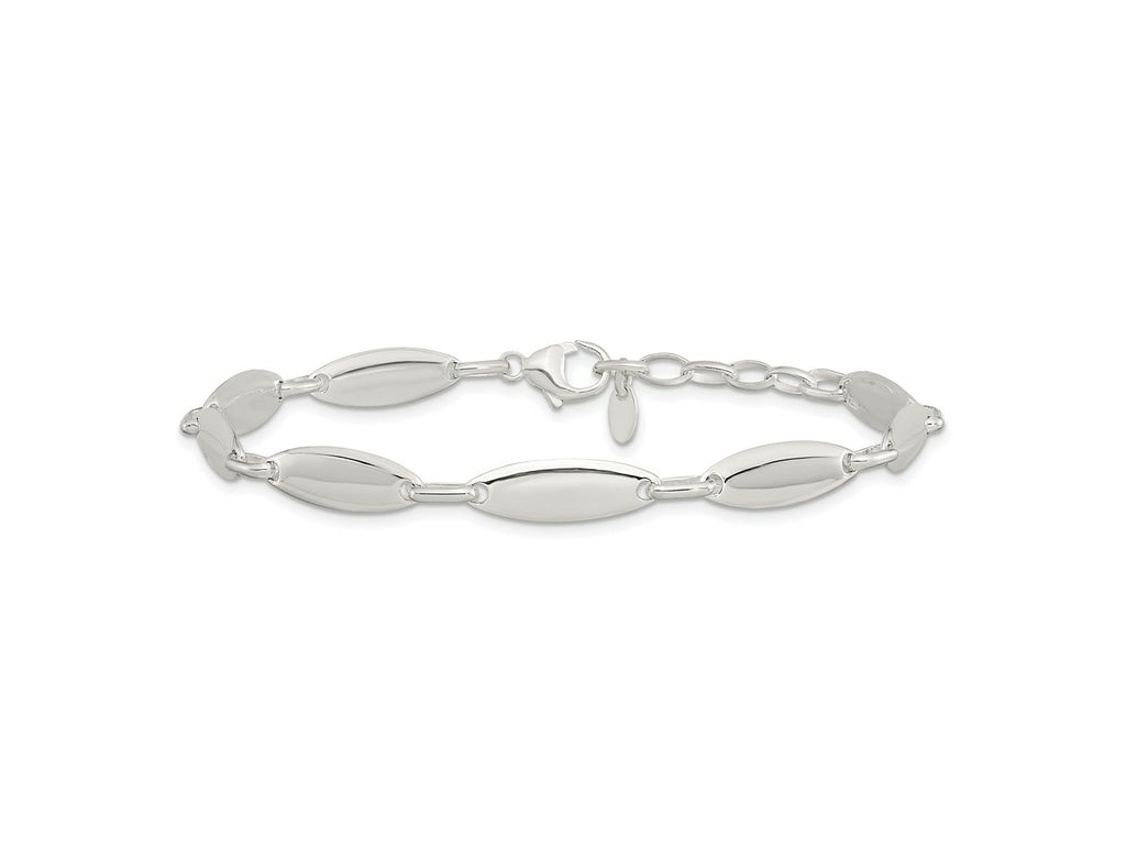 FJC Finejewelers 925 Sterling Silver Fancy Polished Link with 1 in ext. Bracelet 8 Inches x 5.6 mm