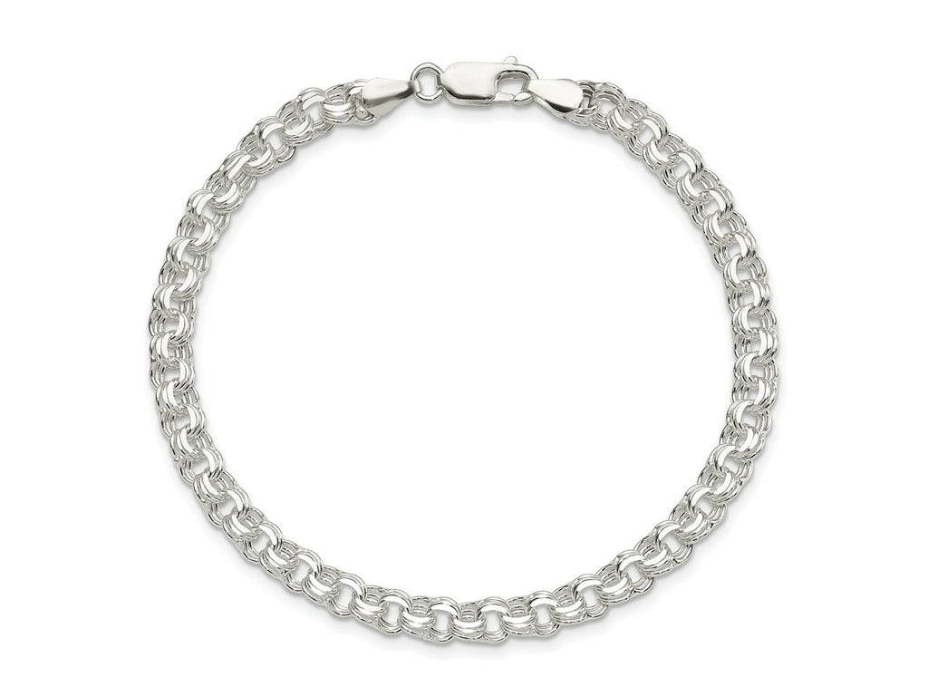 FJC Finejewelers 925 Sterling Silver Polished Triple Link Charm Bracelet 8 Inches x 5 mm