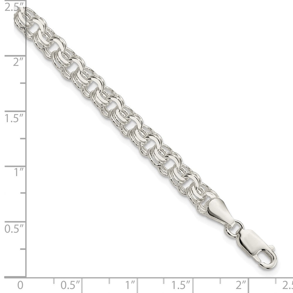 FJC Finejewelers 925 Sterling Silver Polished Triple Link Charm Bracelet 8 Inches x 6 mm