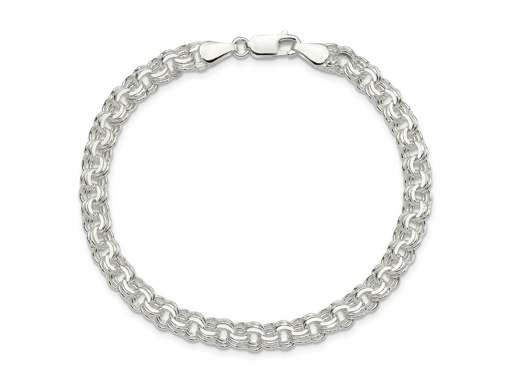 FJC Finejewelers 925 Sterling Silver Polished Triple Link Charm Bracelet 8 Inches x 6 mm