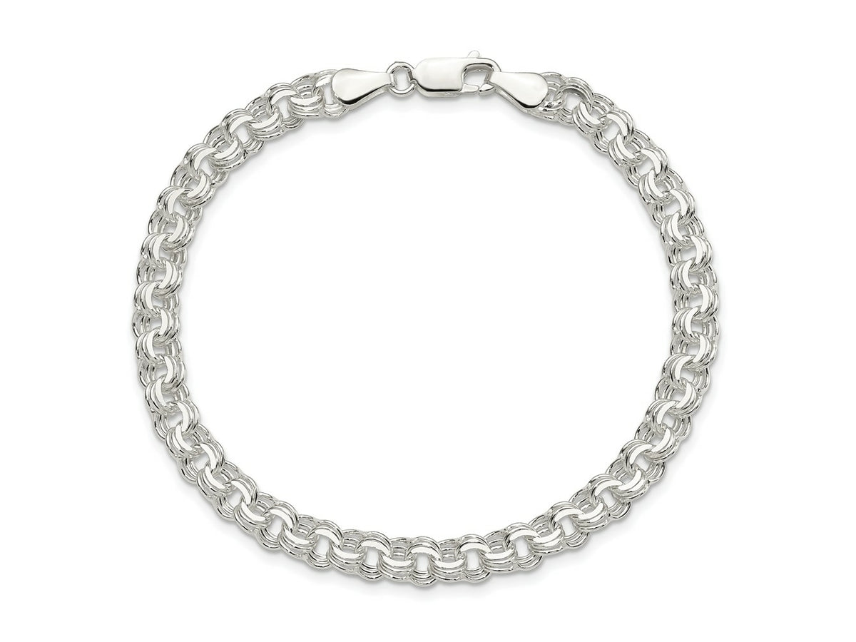FJC Finejewelers 925 Sterling Silver Polished Triple Link Charm Bracelet 8 Inches x 6 mm