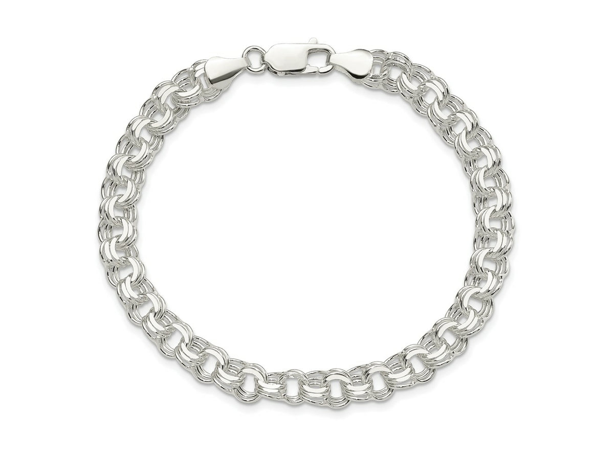 FJC Finejewelers 925 Sterling Silver Polished Triple Link Charm Bracelet 8 Inches x 7 mm