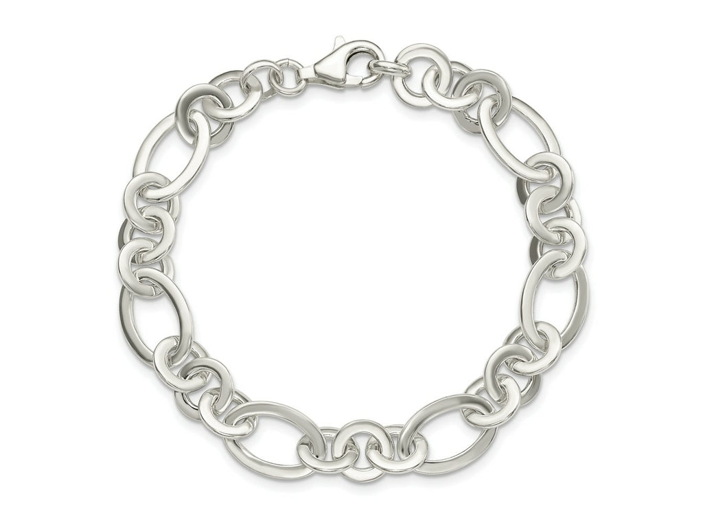 FJC Finejewelers 925 Sterling Silver Fancy Oval and Round Link Bracelet 7.5 Inches x 10.22 mm