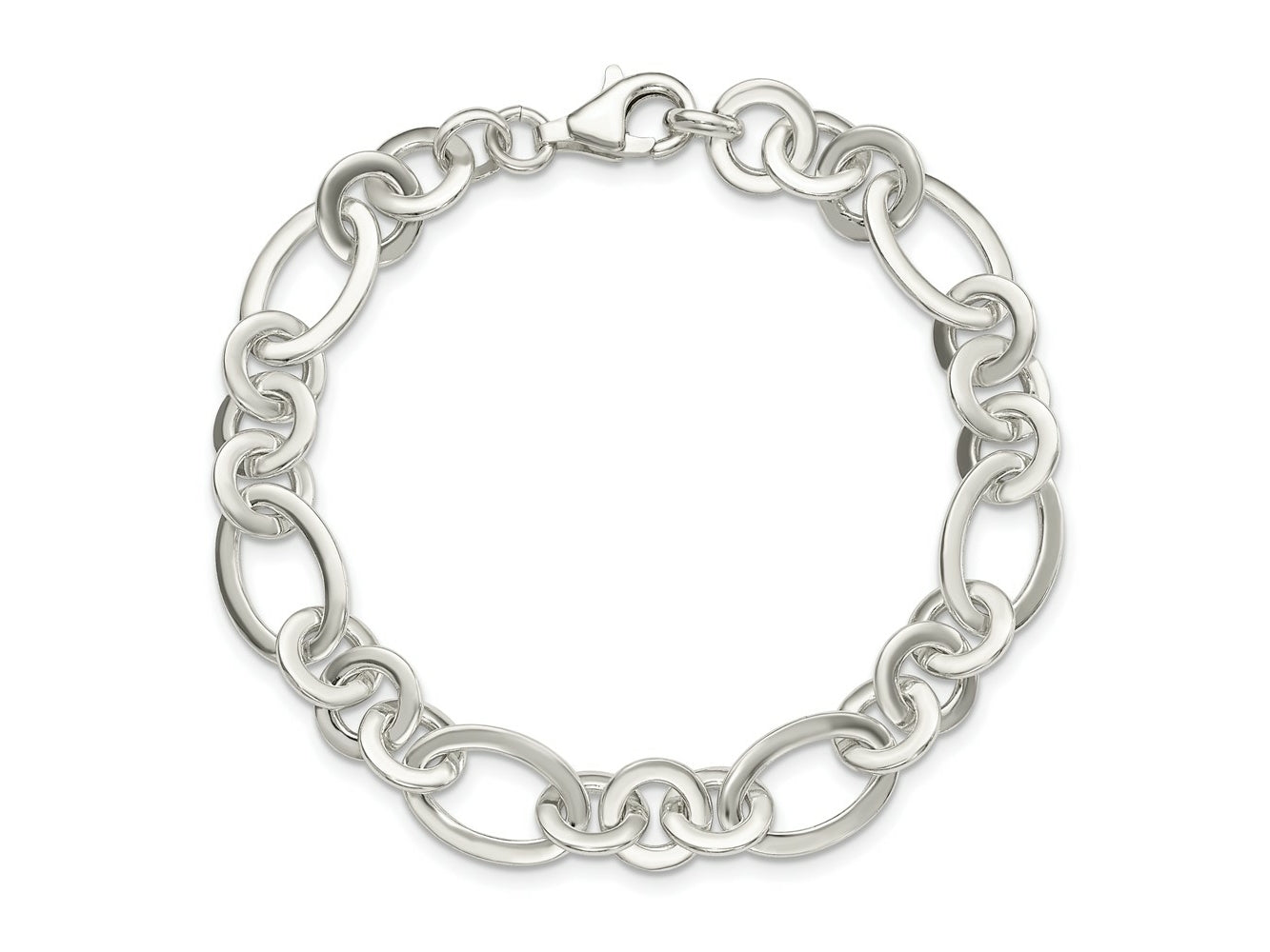 FJC Finejewelers 925 Sterling Silver Fancy Oval and Round Link Bracelet 7.5 Inches x 10.22 mm