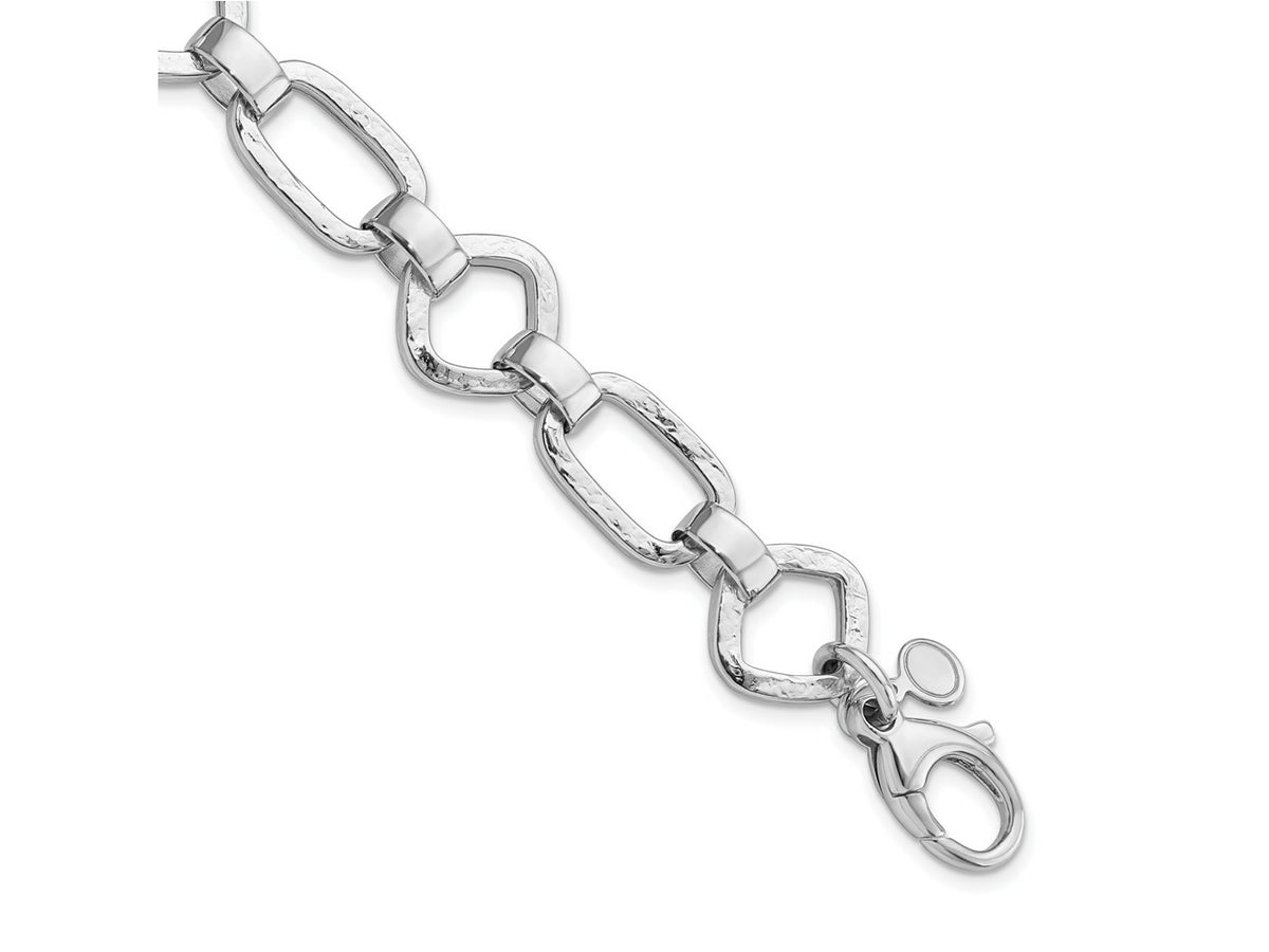 FJC Finejewelers 925 Sterling Silver Link  Hammered Geometric Bracelet 7.5 Inches x 14.65 mm