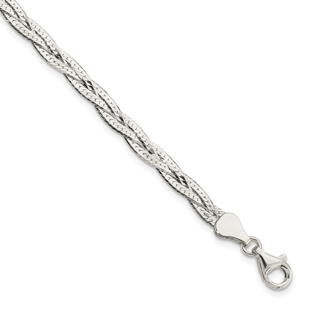 FJC Finejewelers 925 Sterling Silver Link 3-strd Braided 7in with 1in ext. Bracelet 8 Inches x 4.5 mm