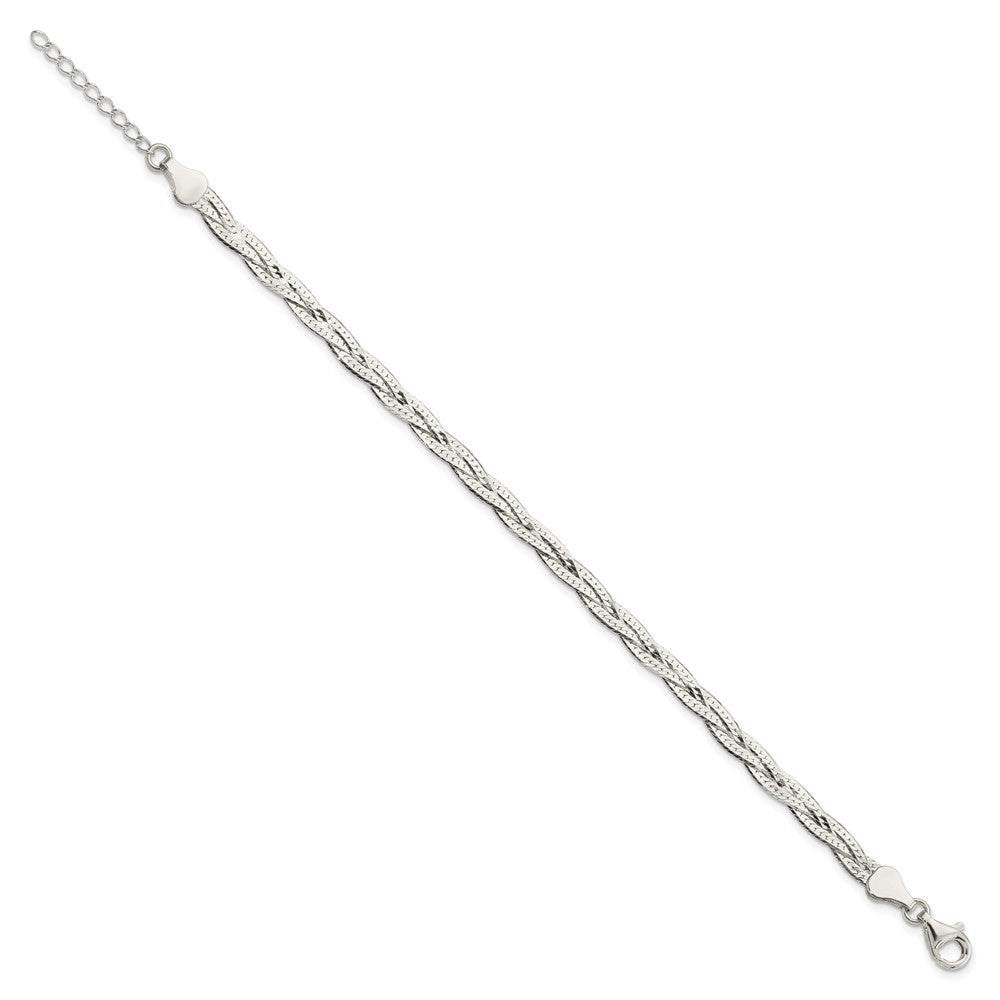 FJC Finejewelers 925 Sterling Silver Link 3-strd Braided 7in with 1in ext. Bracelet 8 Inches x 4.5 mm