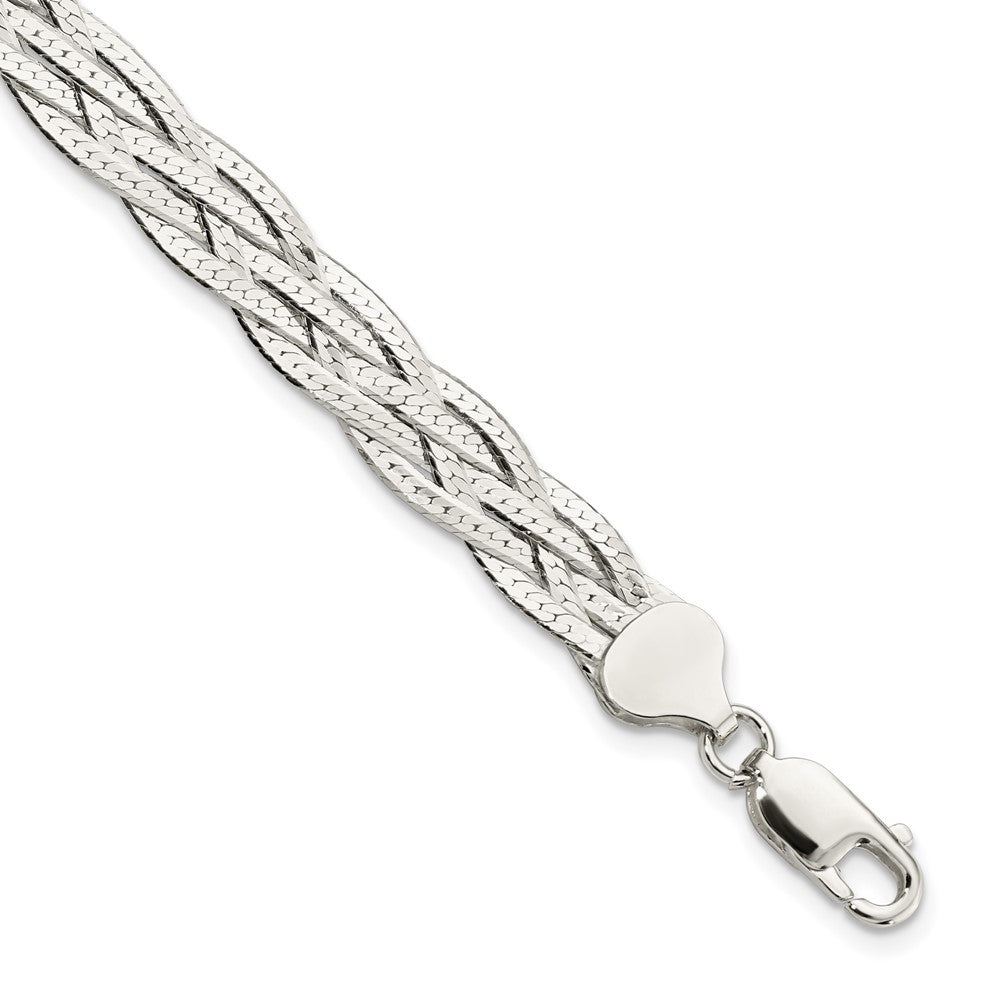 FJC Finejewelers 925 Sterling Silver Link 5-strd Braided 7in with 1in ext. Bracelet 8 Inches x 8.3 mm