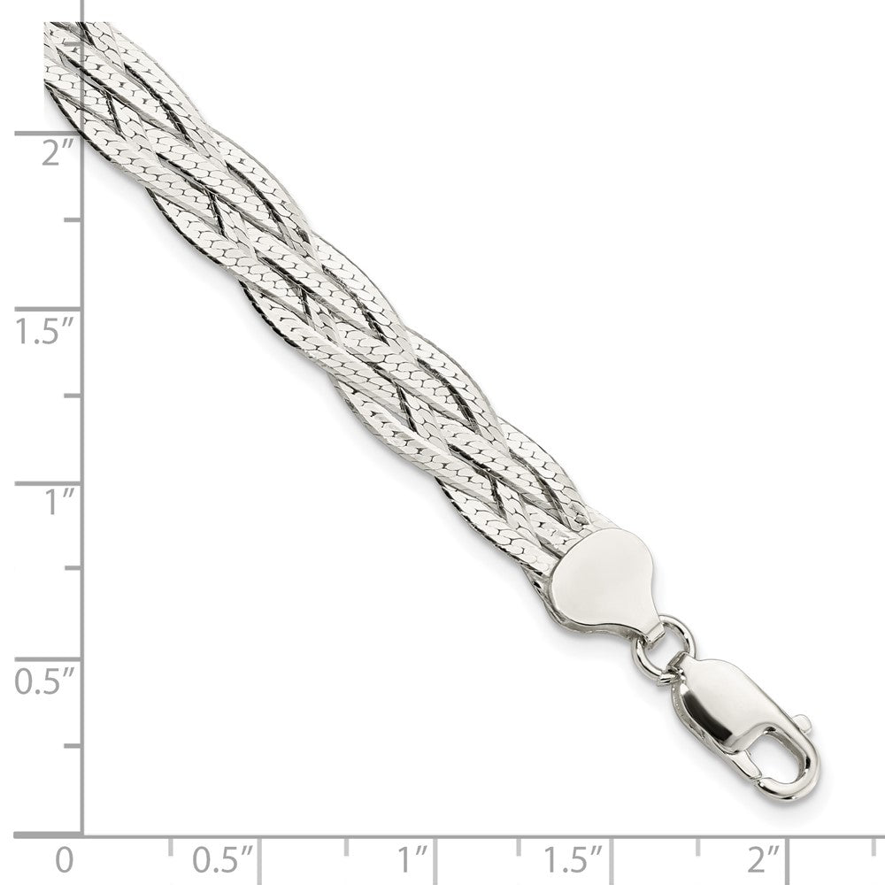 FJC Finejewelers 925 Sterling Silver Link 5-strd Braided 7in with 1in ext. Bracelet 8 Inches x 8.3 mm