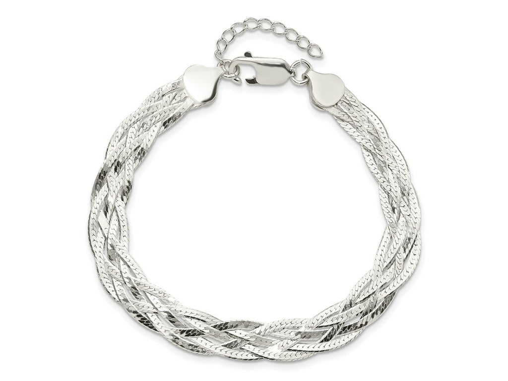 FJC Finejewelers 925 Sterling Silver Link 5-strd Braided 7in with 1in ext. Bracelet 8 Inches x 8.3 mm