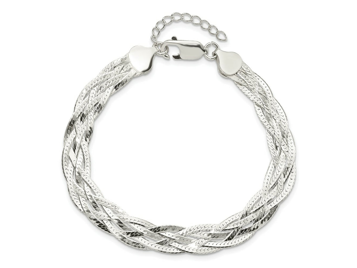 FJC Finejewelers 925 Sterling Silver Link 5-strd Braided 7in with 1in ext. Bracelet 8 Inches x 8.3 mm