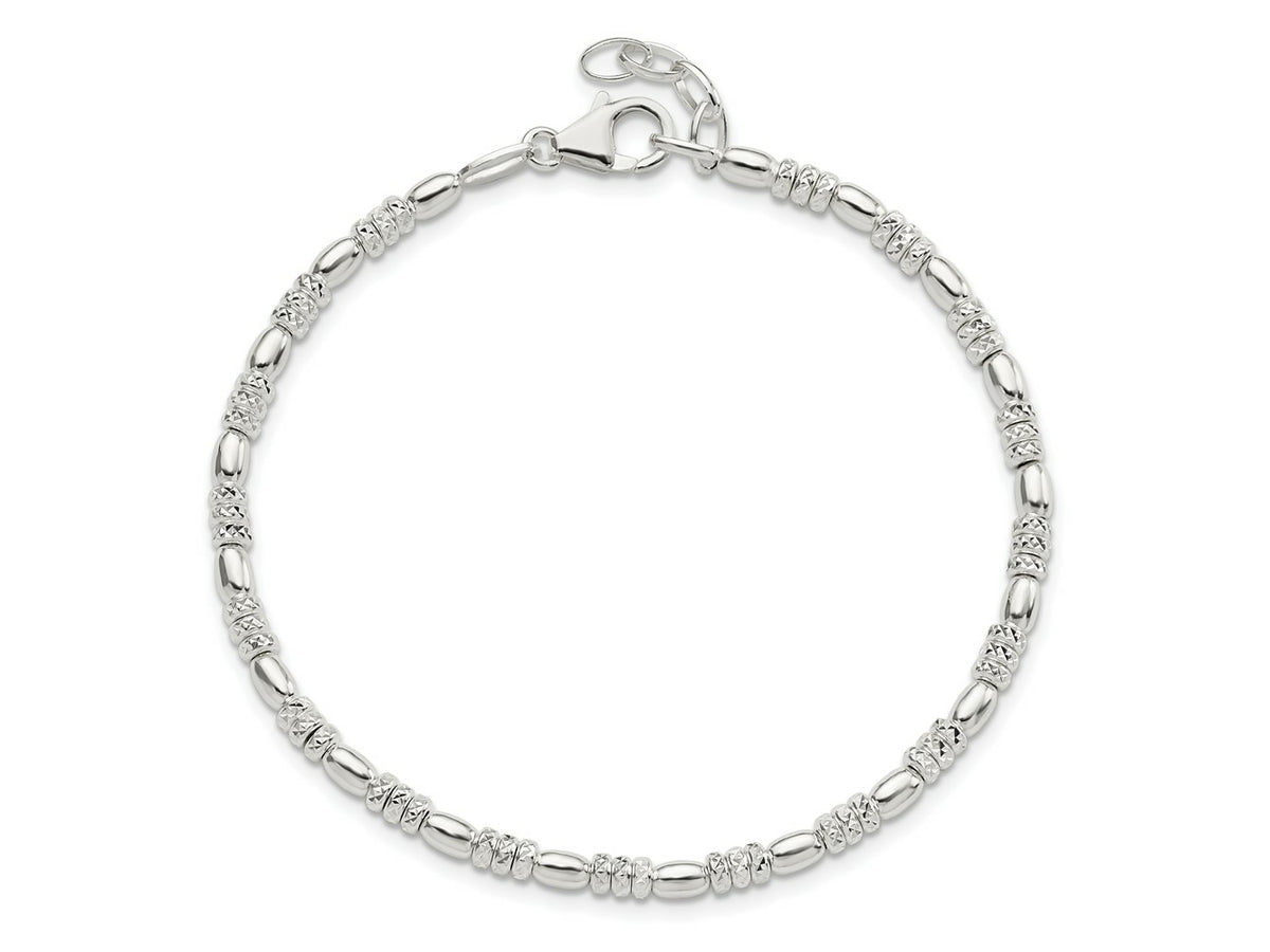 FJC Finejewelers 925 Sterling Silver Bright Cut Beaded with 1 in ext. Bracelet 8.5 Inches x 3.21 mm
