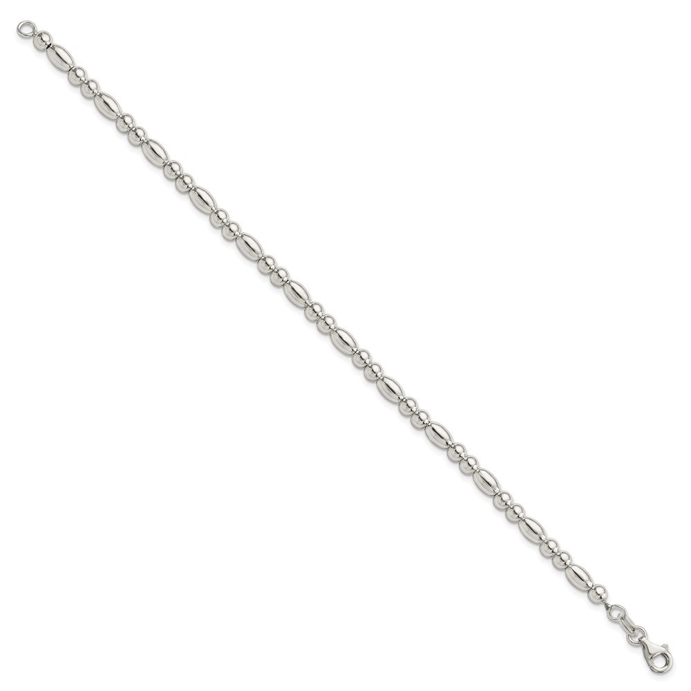 FJC Finejewelers 925 Sterling Silver Round and Oval Beaded Bracelet 7.5 Inches x 4.07 mm