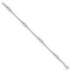 FJC Finejewelers 925 Sterling Silver Bead and Beaded Round Graduated Beaded Bracelet 7.5 Inches x 6.08 mm