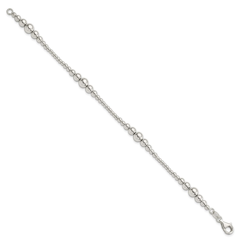 FJC Finejewelers 925 Sterling Silver Bead and Beaded Round Graduated Beaded Bracelet 7.5 Inches x 6.08 mm